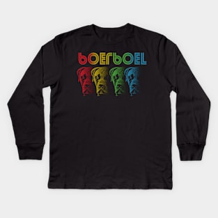 Cool Retro Groovy Boerboel Dog Kids Long Sleeve T-Shirt